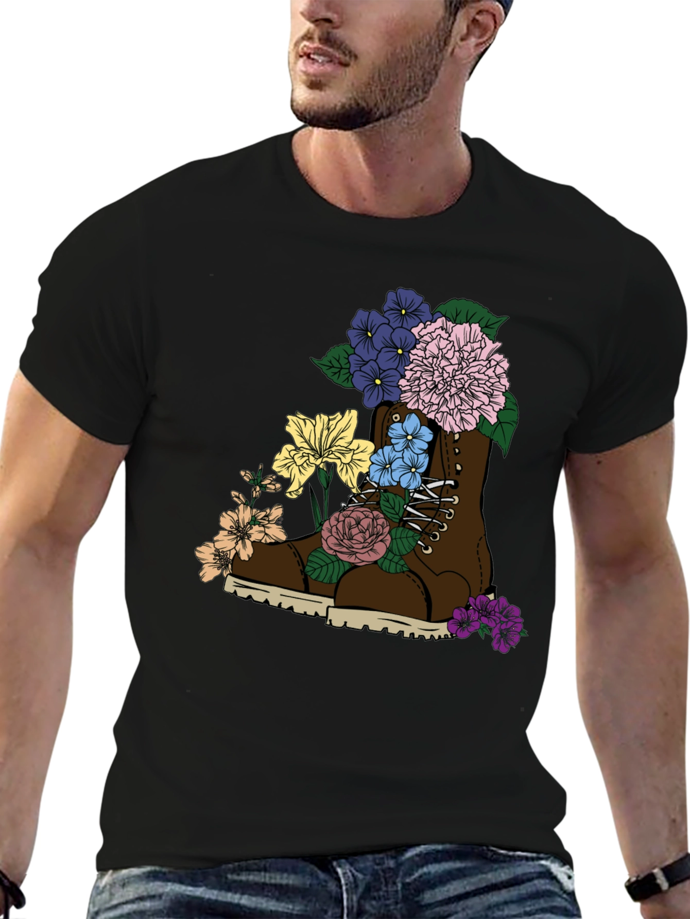 Floral Boot T-Shirt: Unique Graphic Tee