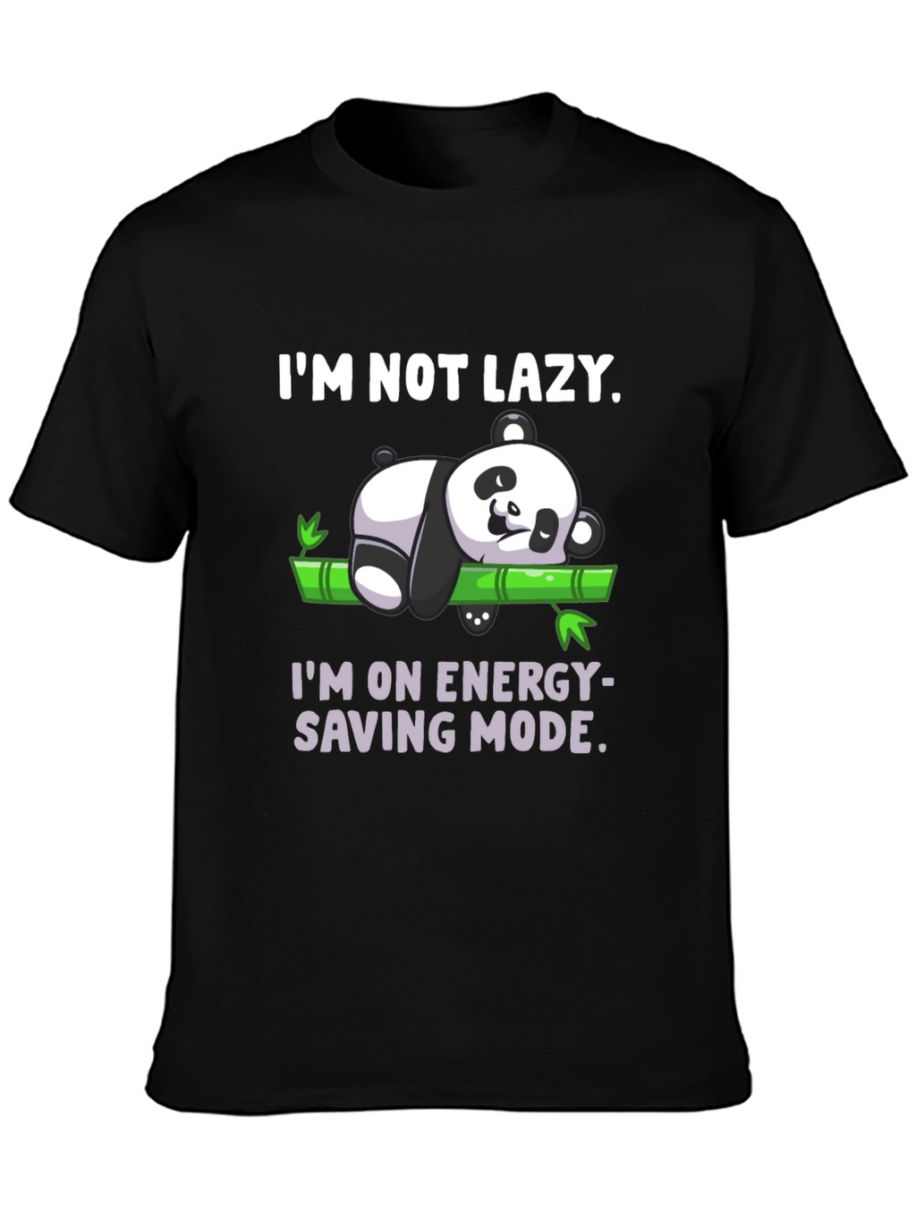 Lazy Panda Energy Saving Mode Black T-Shirt