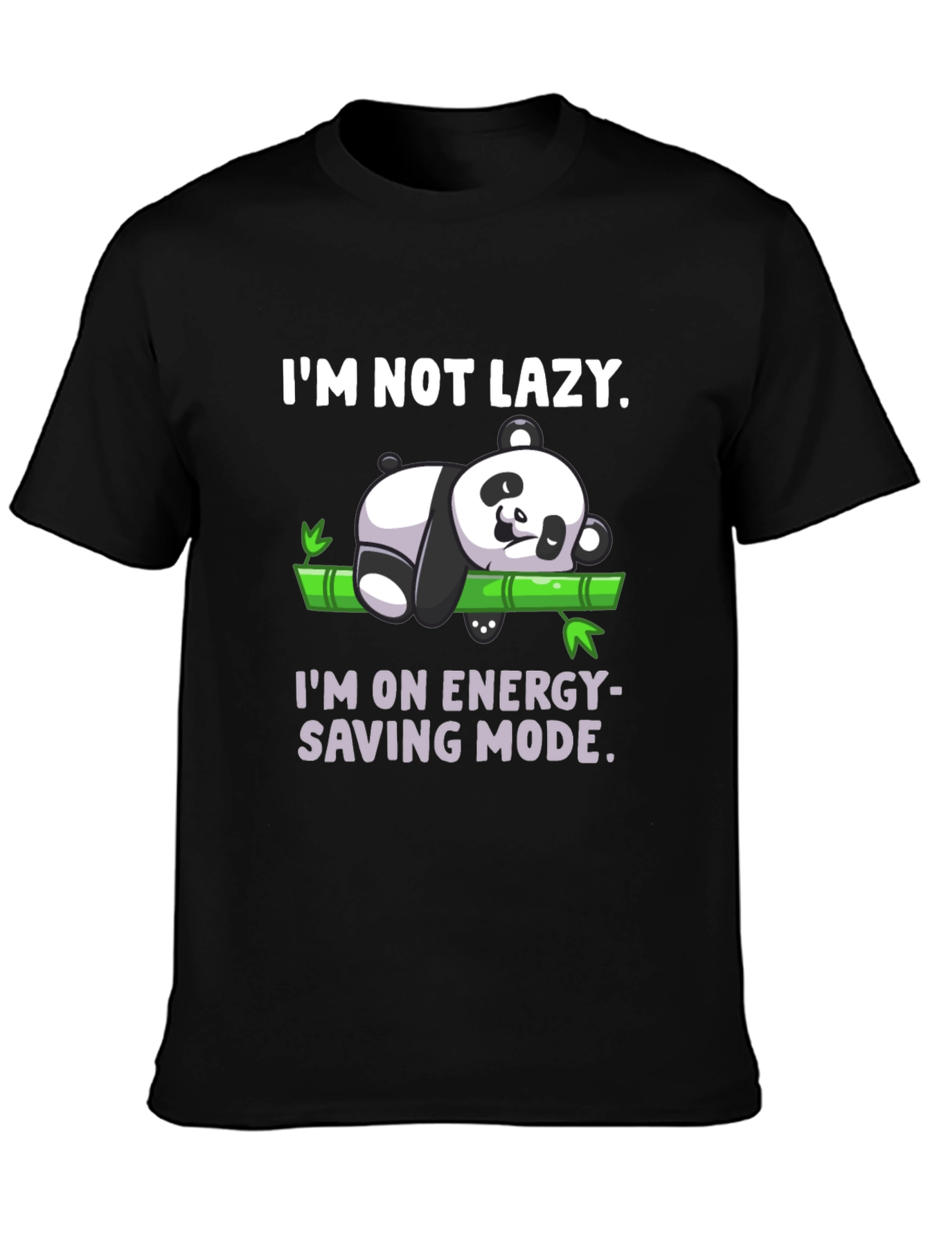 Lazy Panda Energy Saving Mode Black T-Shirt