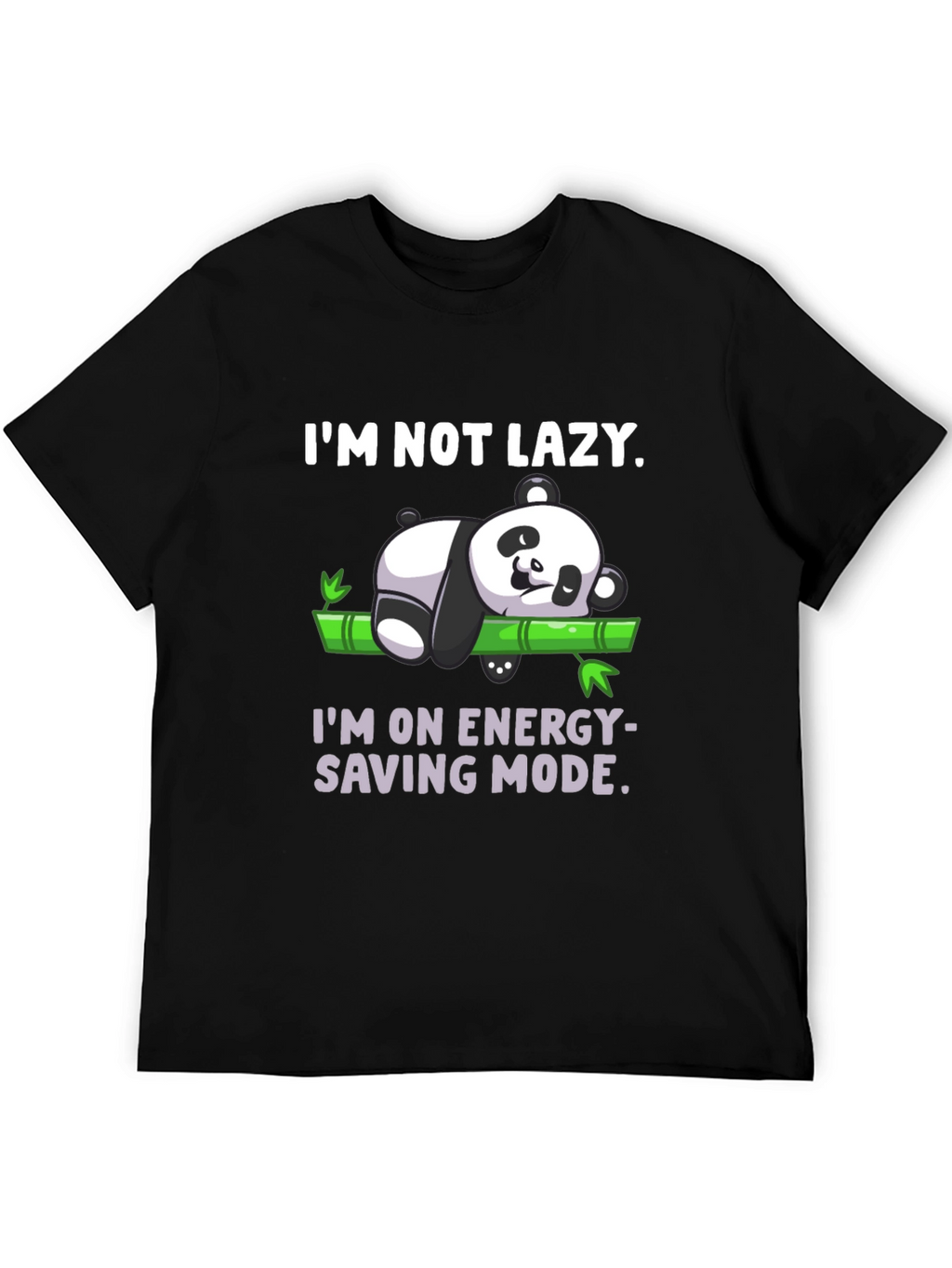 Lazy Panda Energy Saving Mode Black T-Shirt