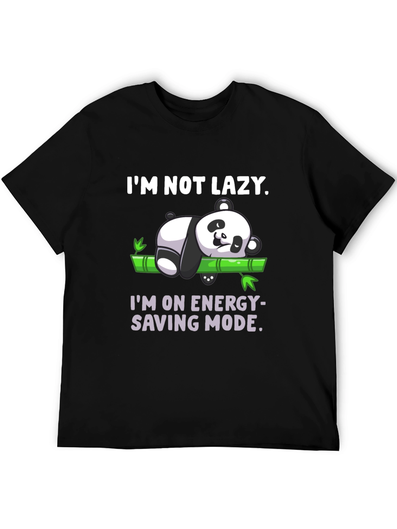 Lazy Panda Energy Saving Mode Black T-Shirt
