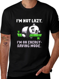 Lazy Panda Energy Saving Mode Black T-Shirt