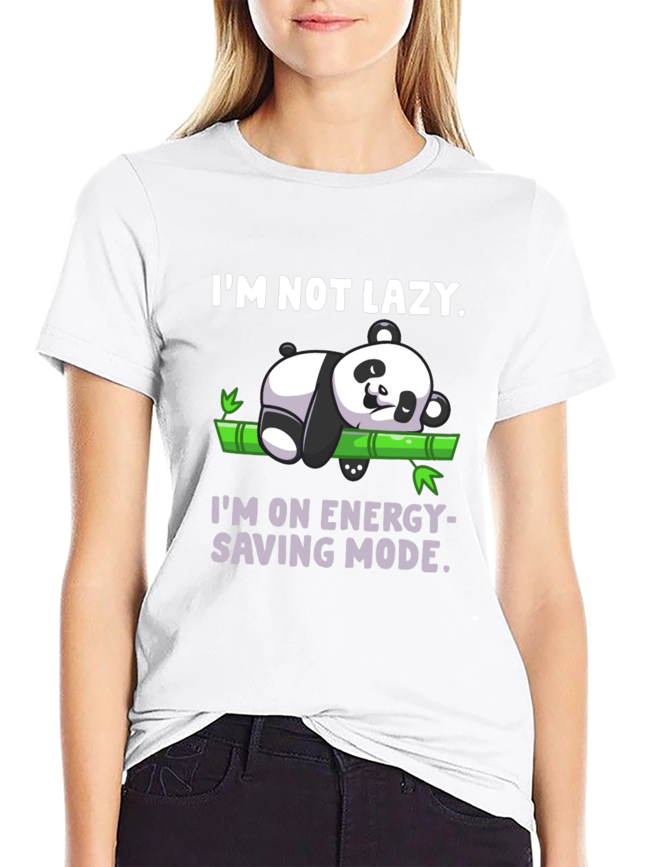 Lazy Panda Energy Saving Mode Black T-Shirt