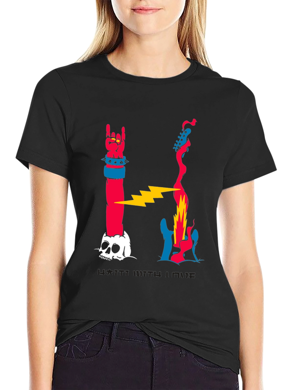 Rock n Roll Skull Graphic T-Shirt