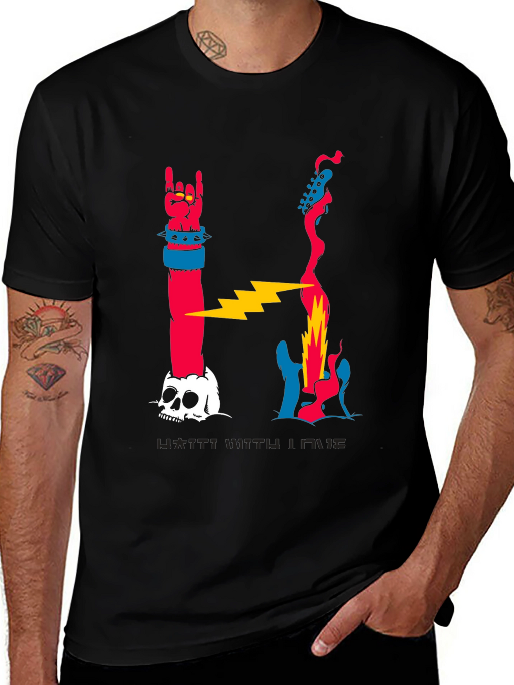 Rock n Roll Skull Graphic T-Shirt