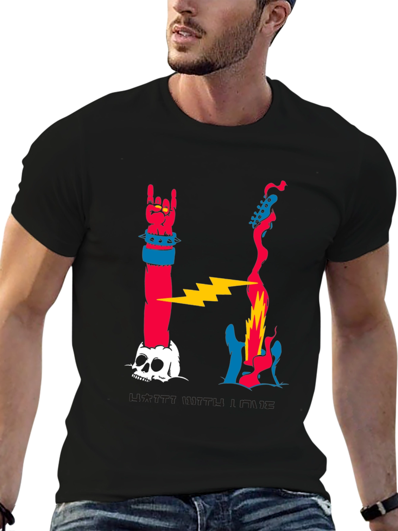 Rock n Roll Skull Graphic T-Shirt