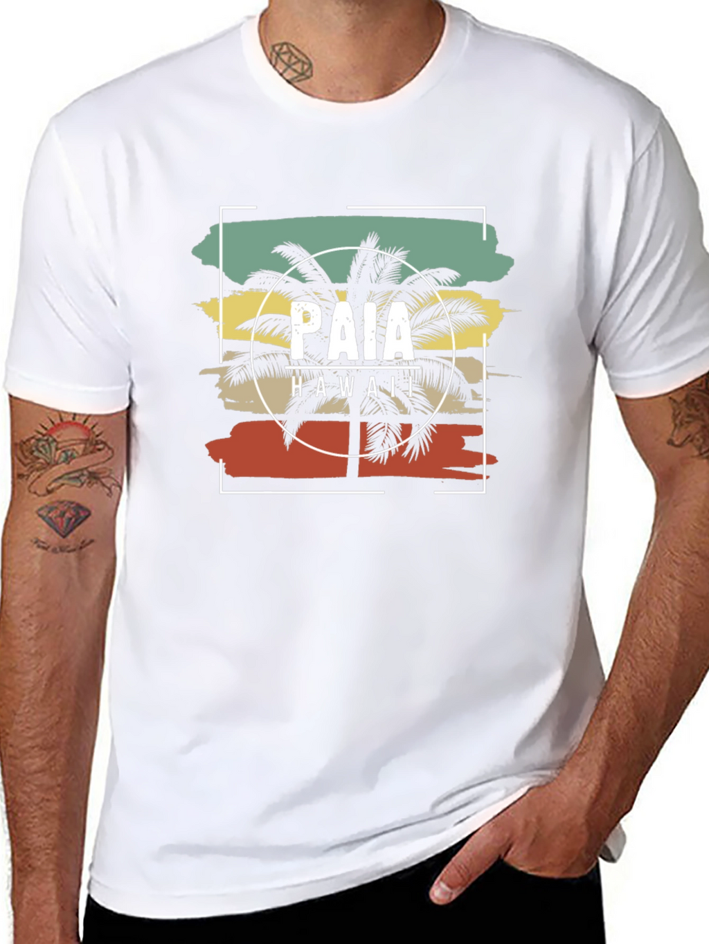 Paia Hawaii Retro Palm Tree Graphic T-Shirt
