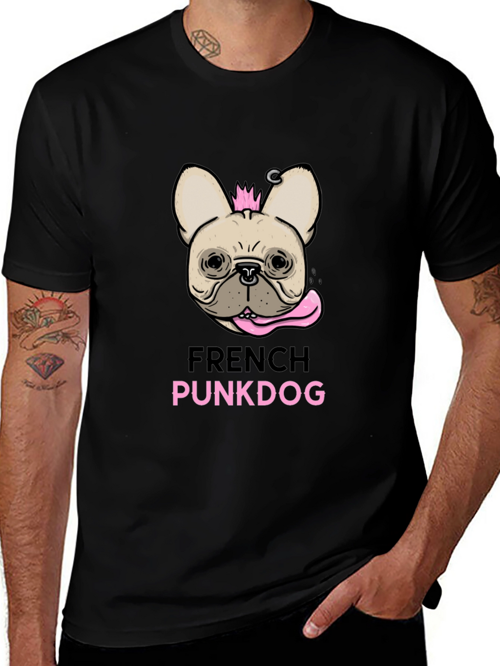 French Punkdog T-Shirt - Black Graphic Tee