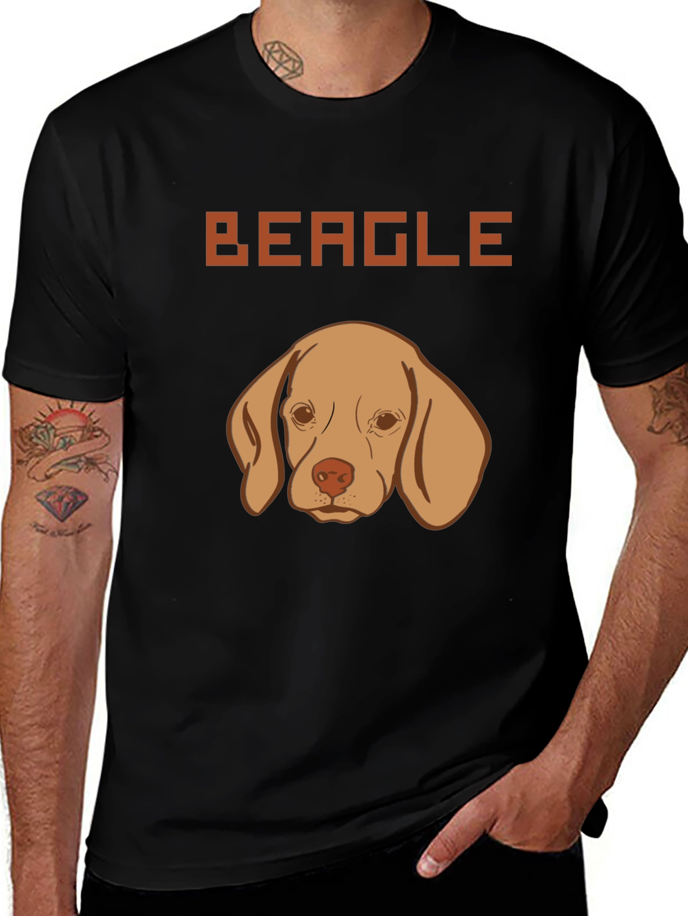 Beagle Dog Graphic Tee - Mens Black T-Shirt