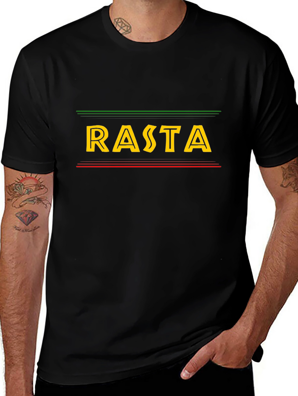 Rasta Graphic T-Shirt - Black Casual Tee