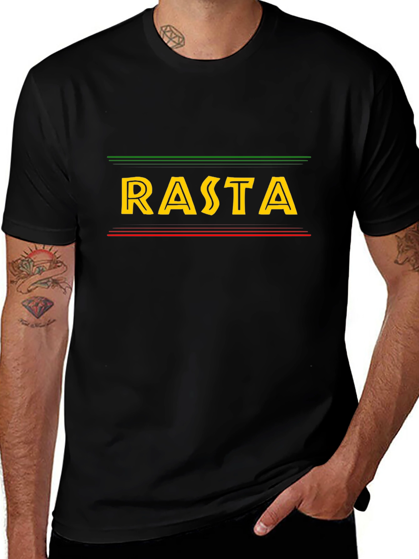 Rasta Graphic T-Shirt - Black Casual Tee