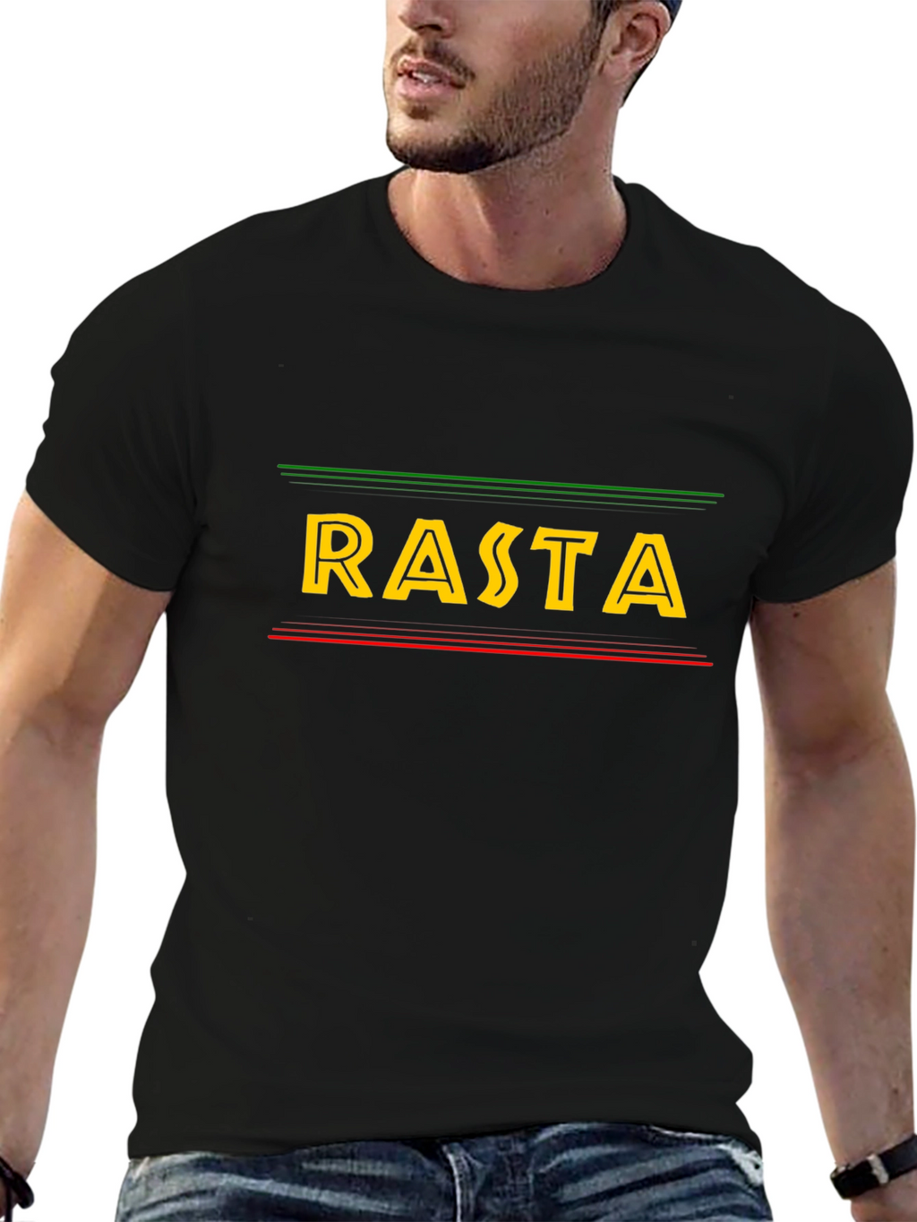 Rasta Graphic T-Shirt - Black Casual Tee