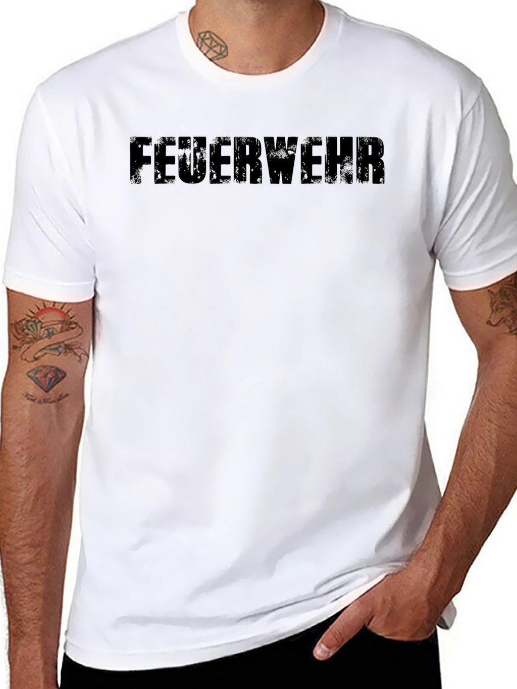Feuerwehr Distressed Graphic Tee - Black