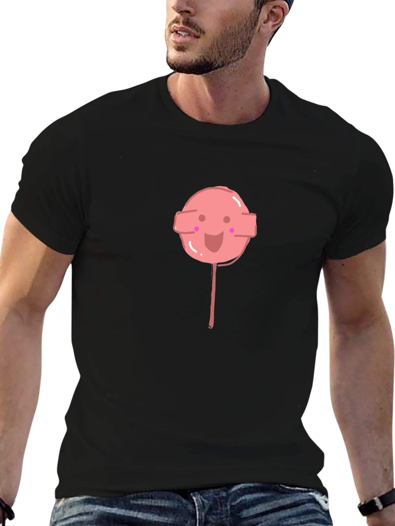 Cute Lollipop Graphic Black Tee