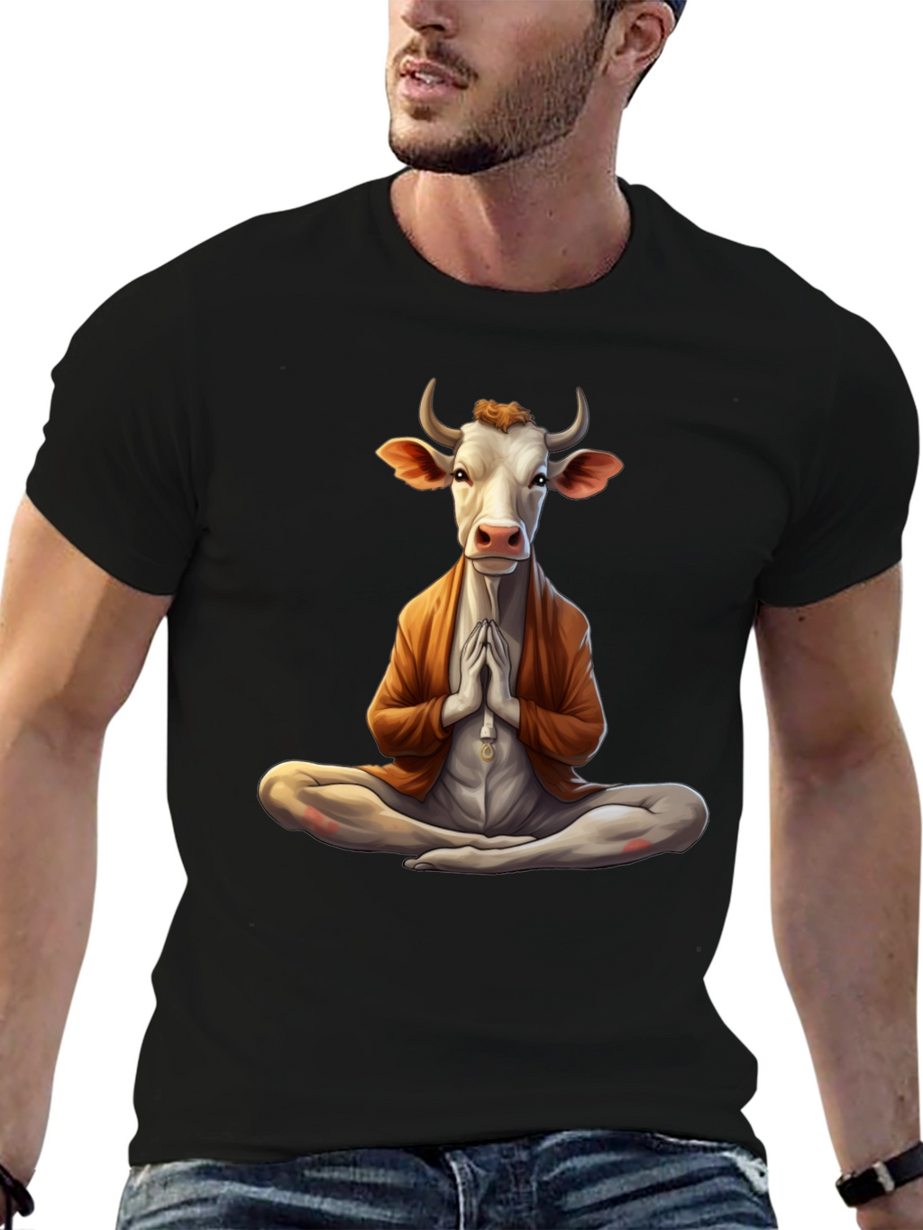 Zen Cow T-Shirt - Meditating Bovine Design