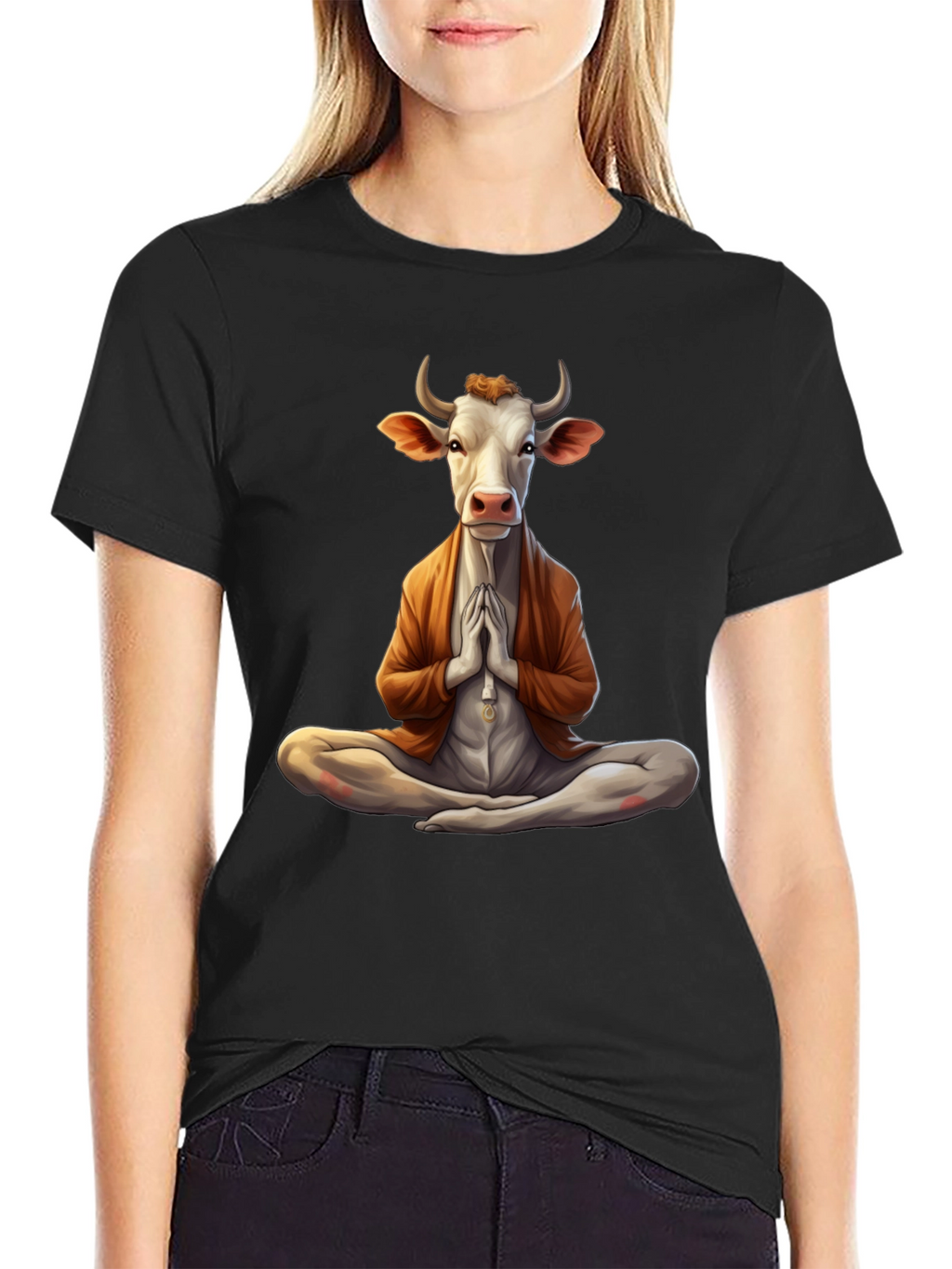 Zen Cow T-Shirt - Meditating Bovine Design