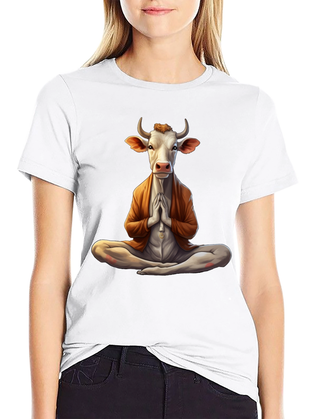 Zen Cow T-Shirt - Meditating Bovine Design