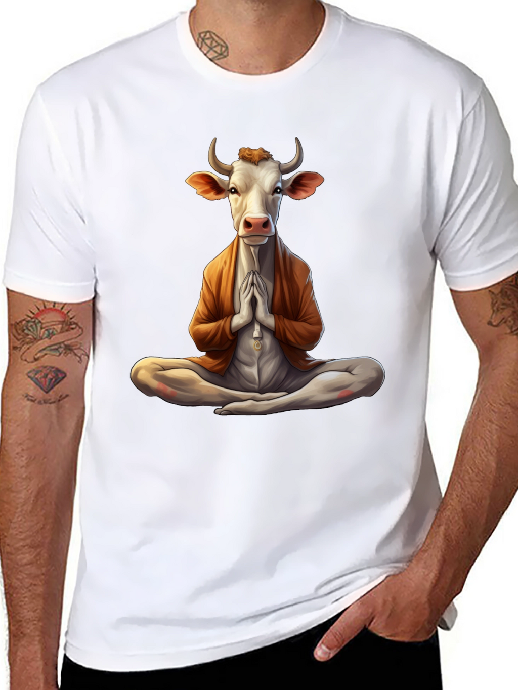 Zen Cow T-Shirt - Meditating Bovine Design