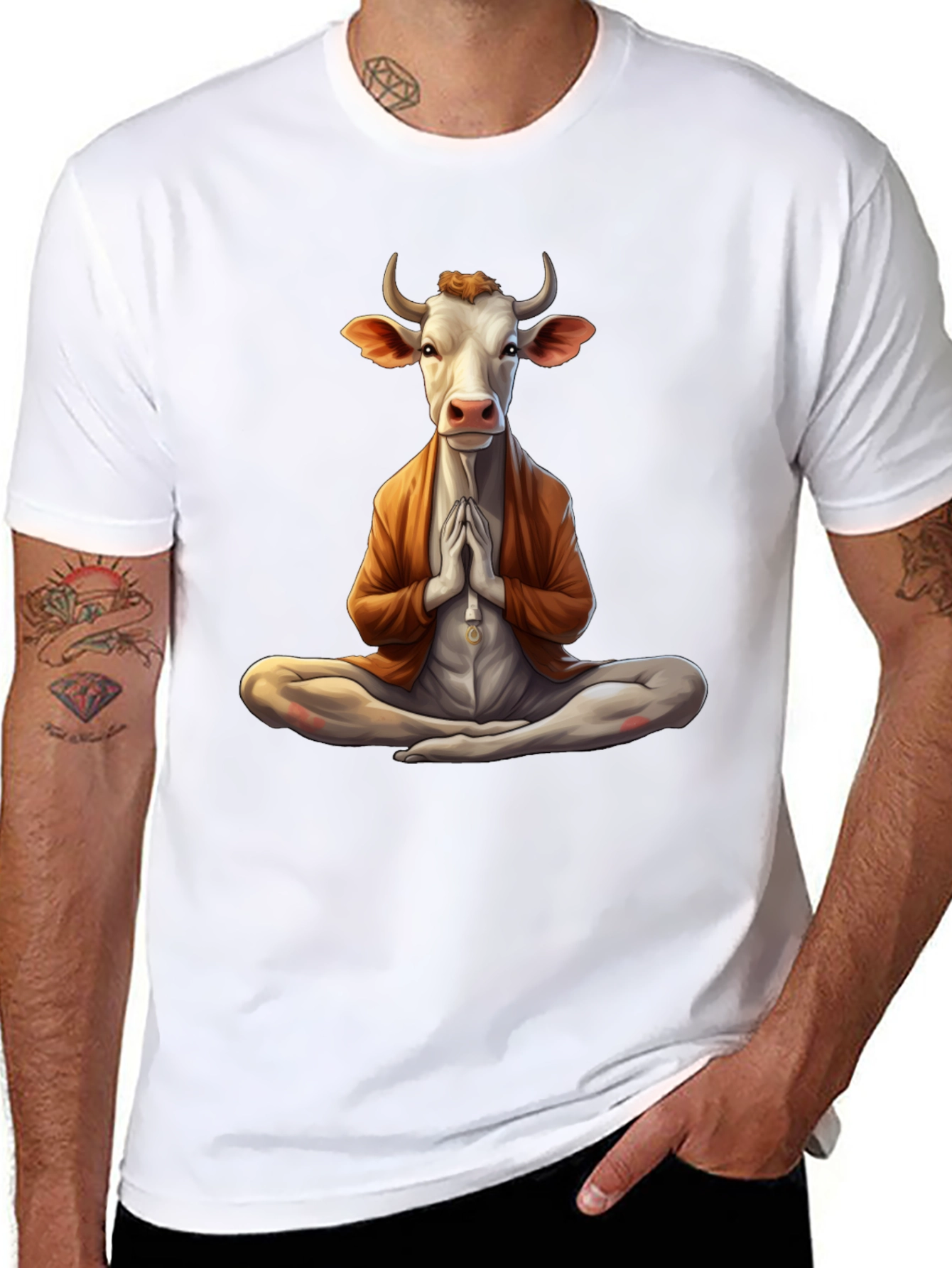 Zen Cow T-Shirt - Meditating Bovine Design