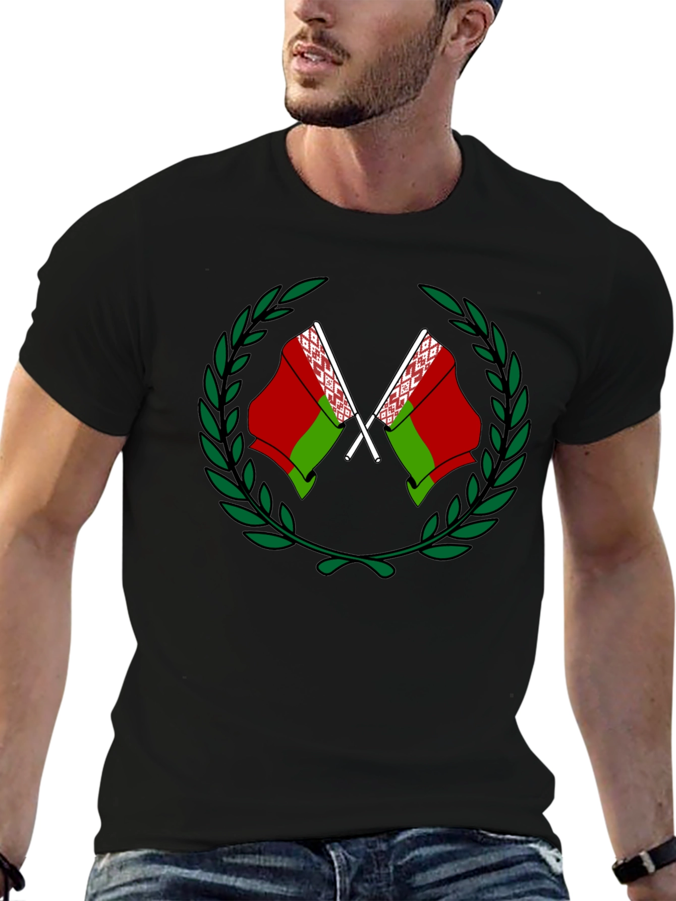 Belarusian Flag Graphic Black T-Shirt