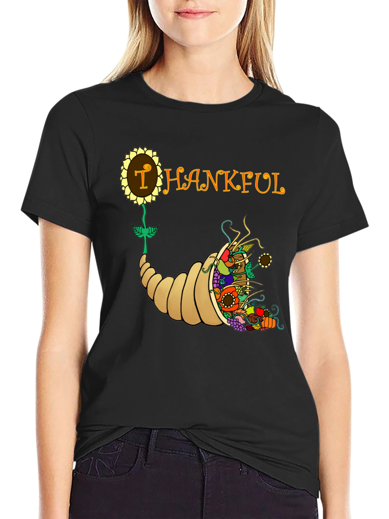 Thanksgiving Cornucopia Graphic T-Shirt