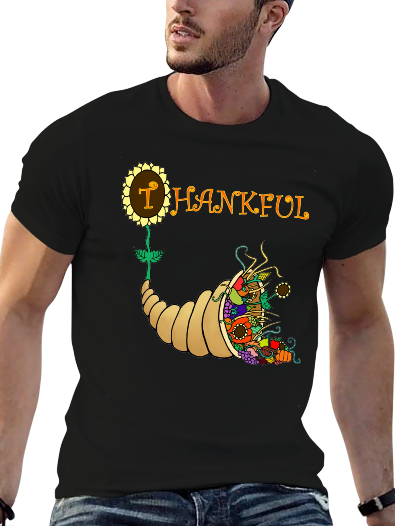Thanksgiving Cornucopia Graphic T-Shirt
