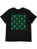Elegant Peacock Feather Print Black T-Shirt