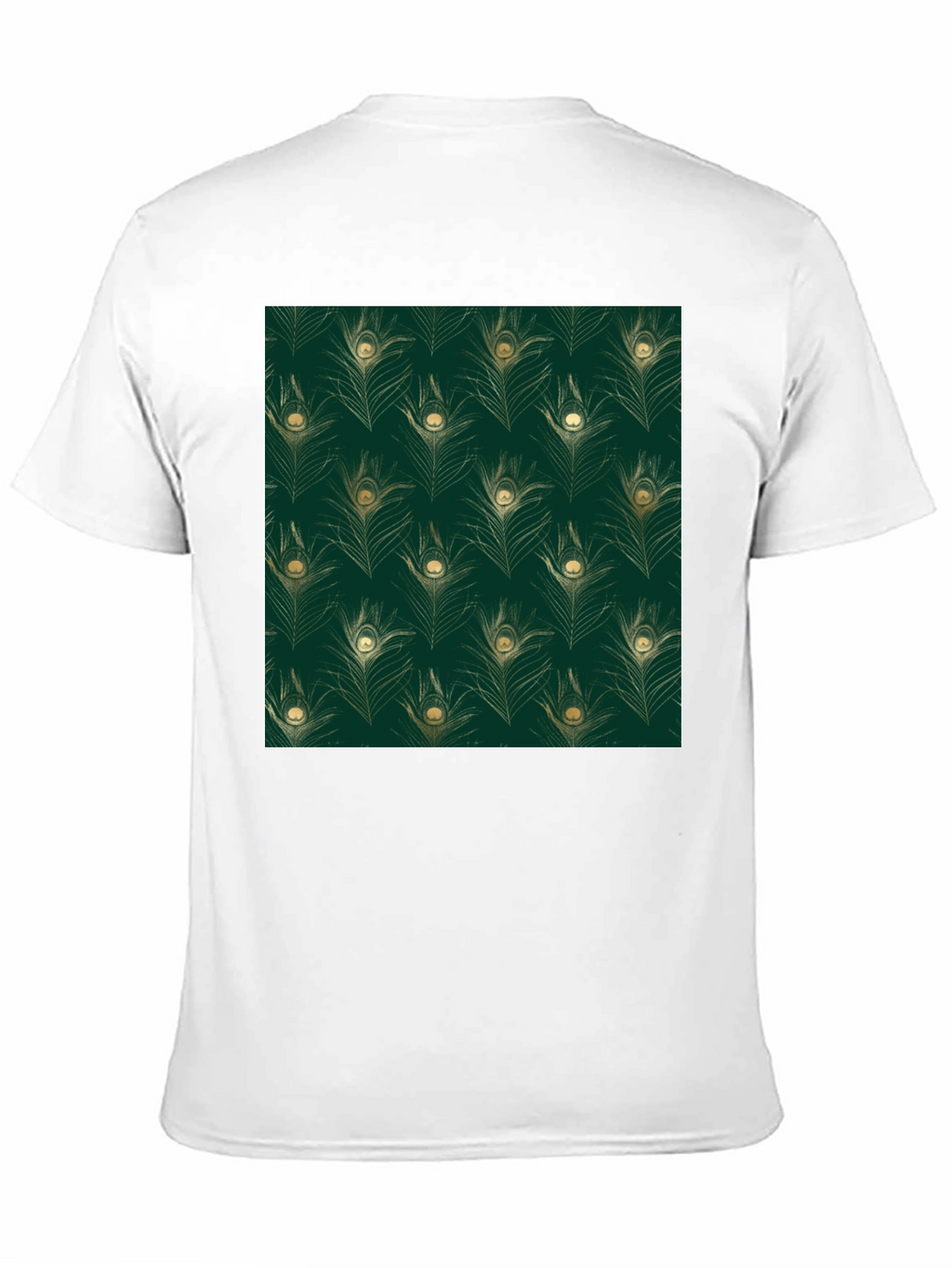 Elegant Peacock Feather Print Black T-Shirt
