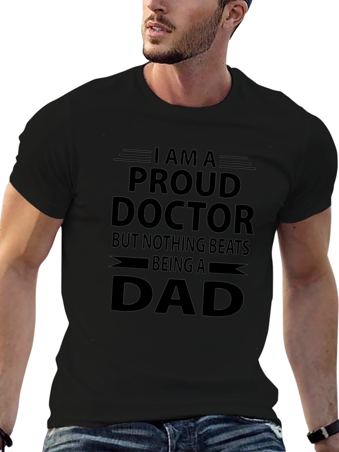 Proud Doctor Dad Black T-Shirt