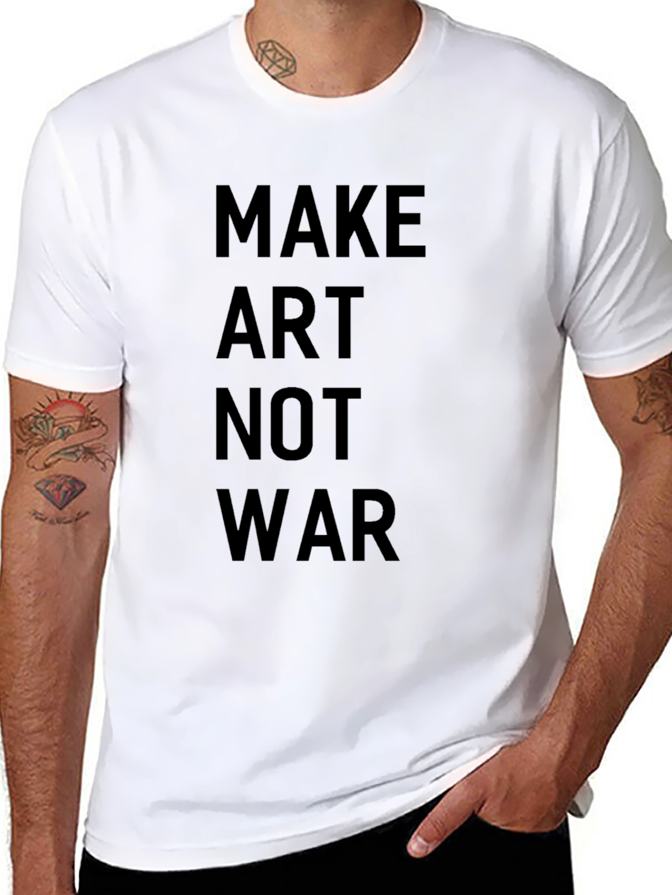Make Art Not War T-Shirt - Black Casual Tee