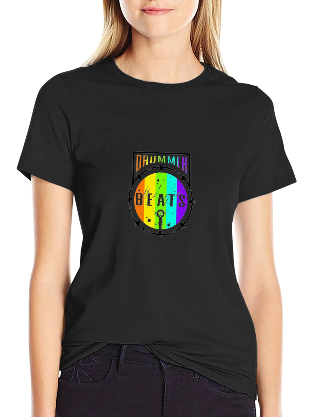 Drummer Beats Rainbow Graphic T-Shirt