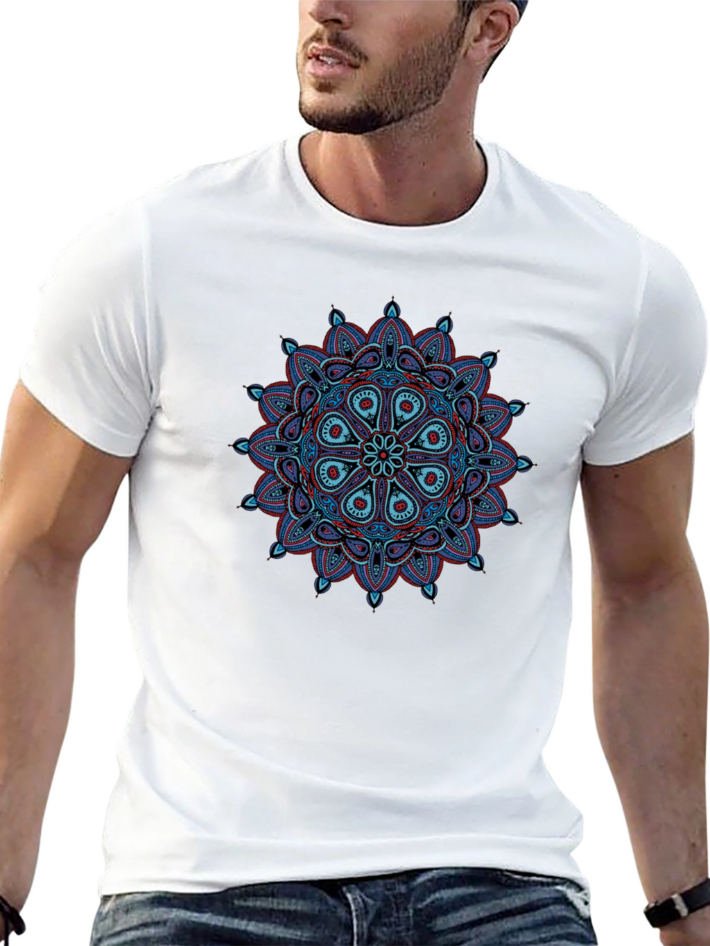 Mandala Graphic Tee - Black Cotton T-Shirt