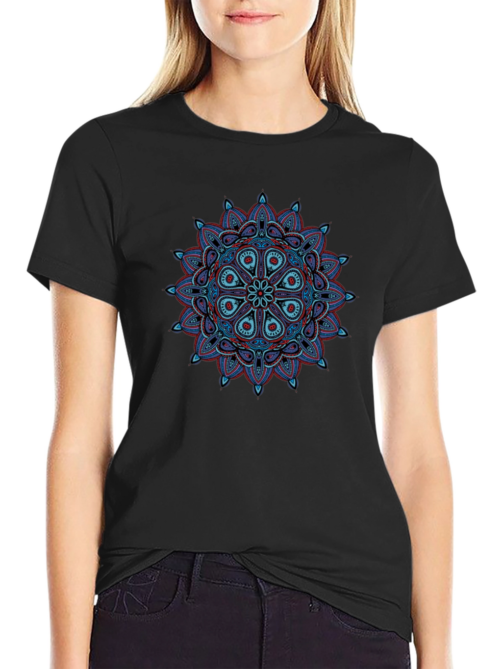 Mandala Graphic Tee - Black Cotton T-Shirt