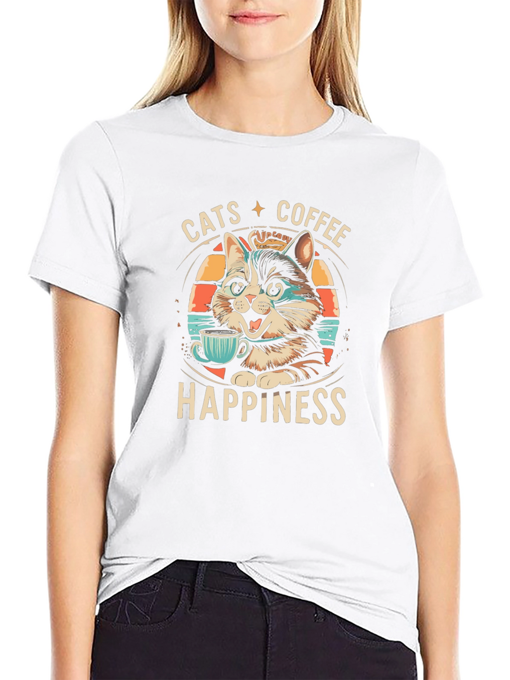 Cats Coffee Happiness Graphic Tee