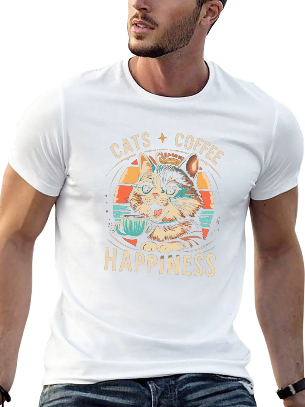 Cats Coffee Happiness Graphic Tee