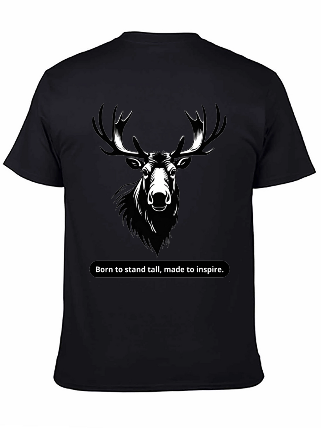 Mens Black T-Shirt with Moose Graphic