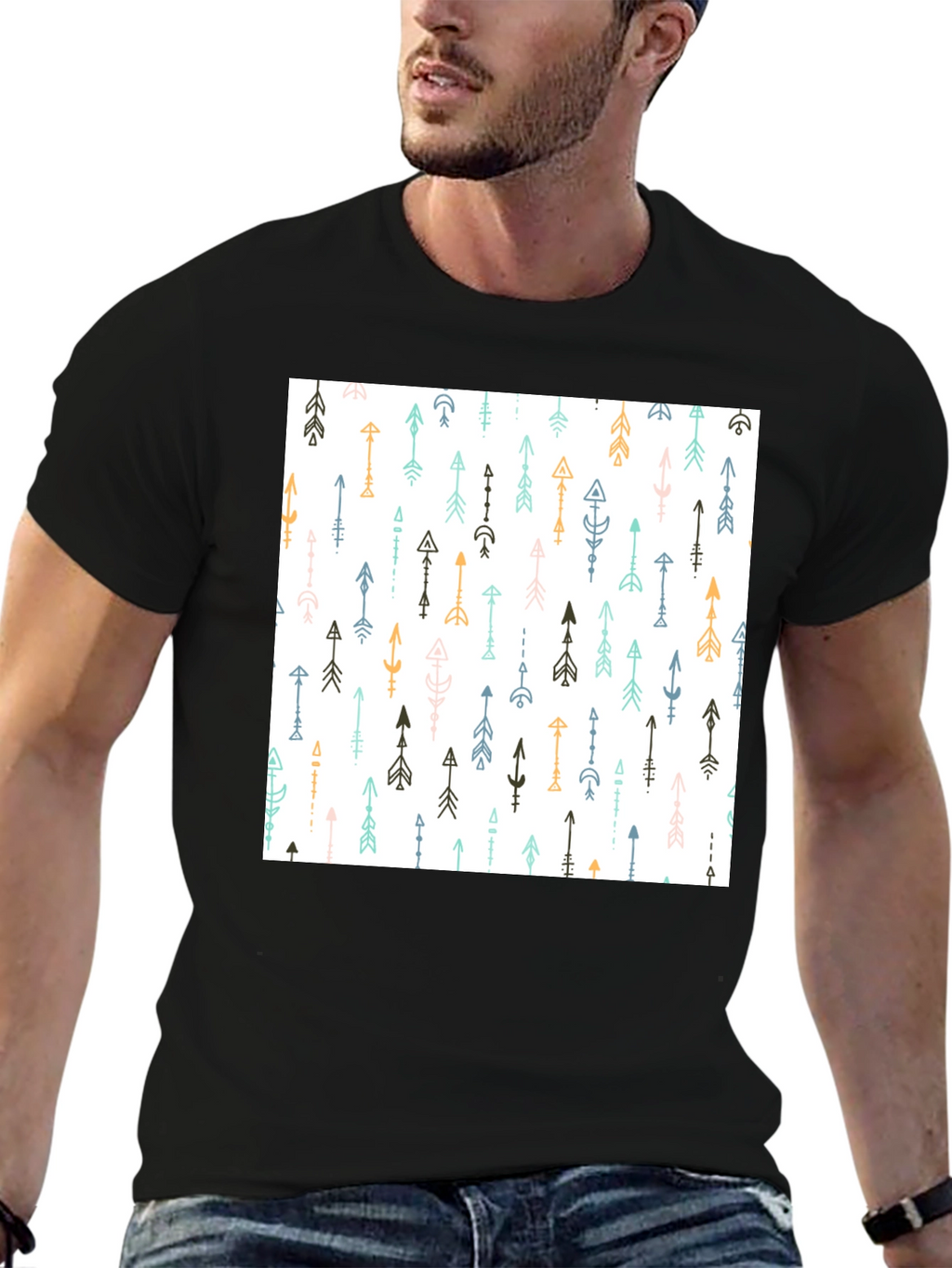 Tribal Arrow Print Black T-Shirt