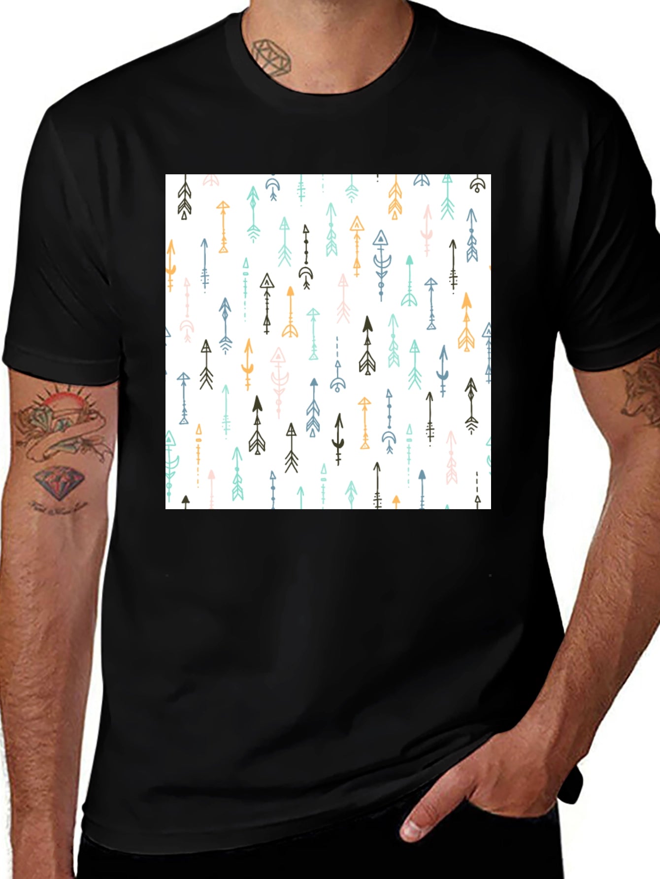 Tribal Arrow Print Black T-Shirt