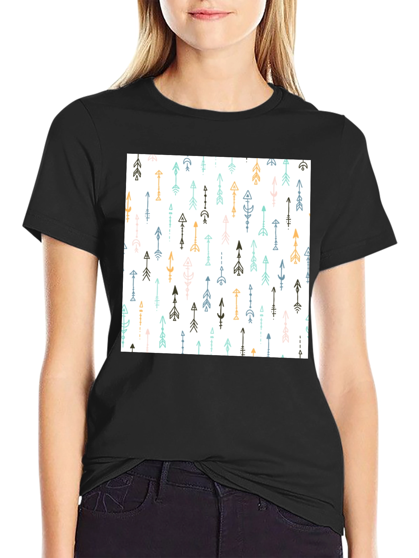 Tribal Arrow Print Black T-Shirt