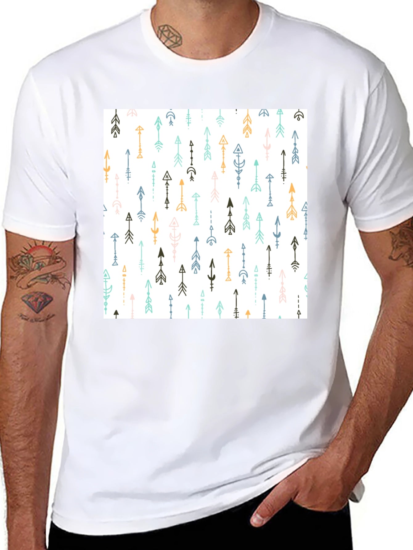 Tribal Arrow Print Black T-Shirt