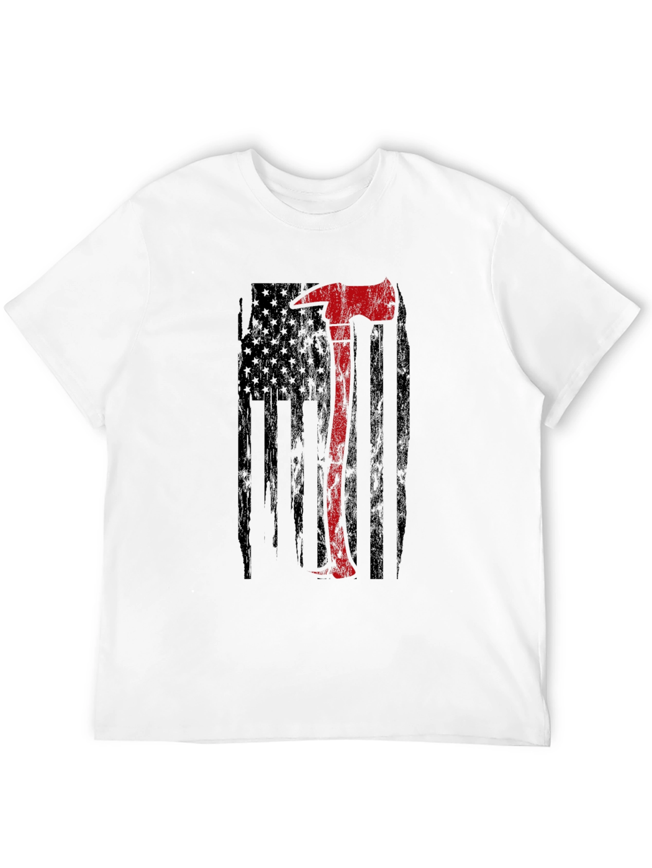 Firefighter Axe USA Flag Graphic T-Shirt