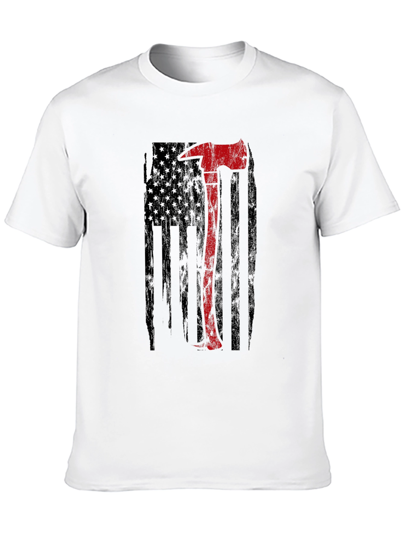Firefighter Axe USA Flag Graphic T-Shirt