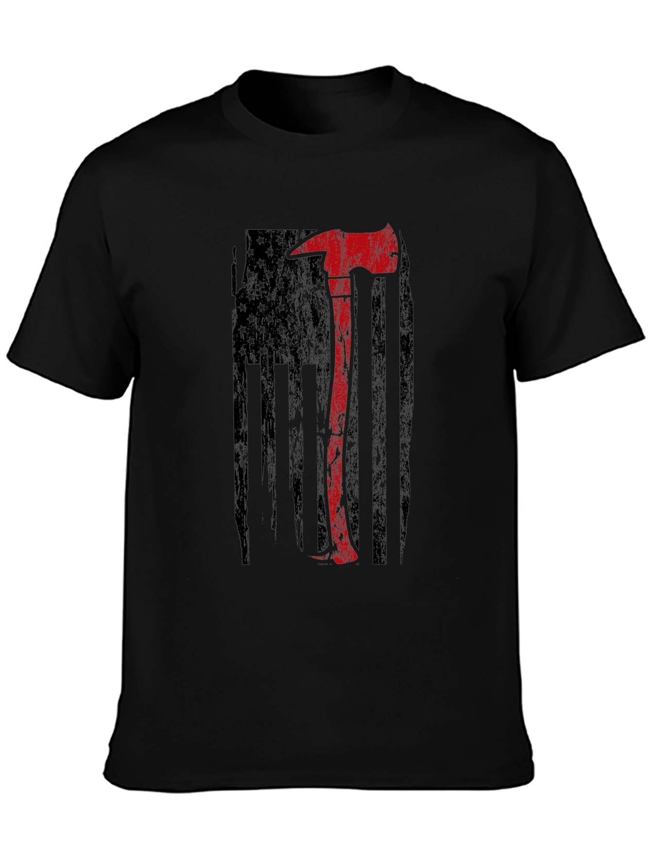 Firefighter Axe USA Flag Graphic T-Shirt