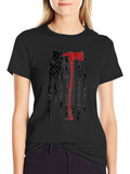 Firefighter Axe USA Flag Graphic T-Shirt