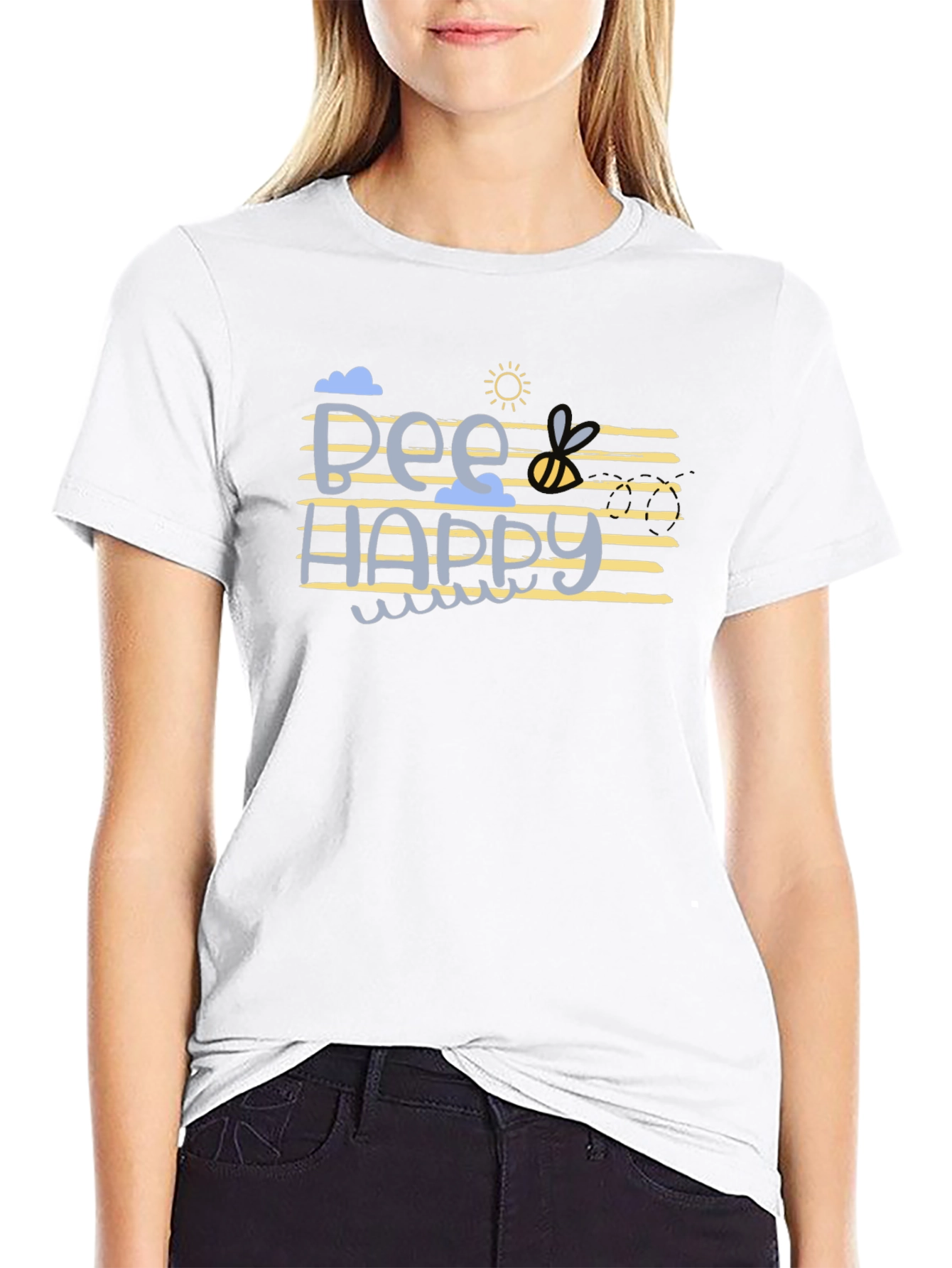 Bee Happy Graphic T-Shirt - Black