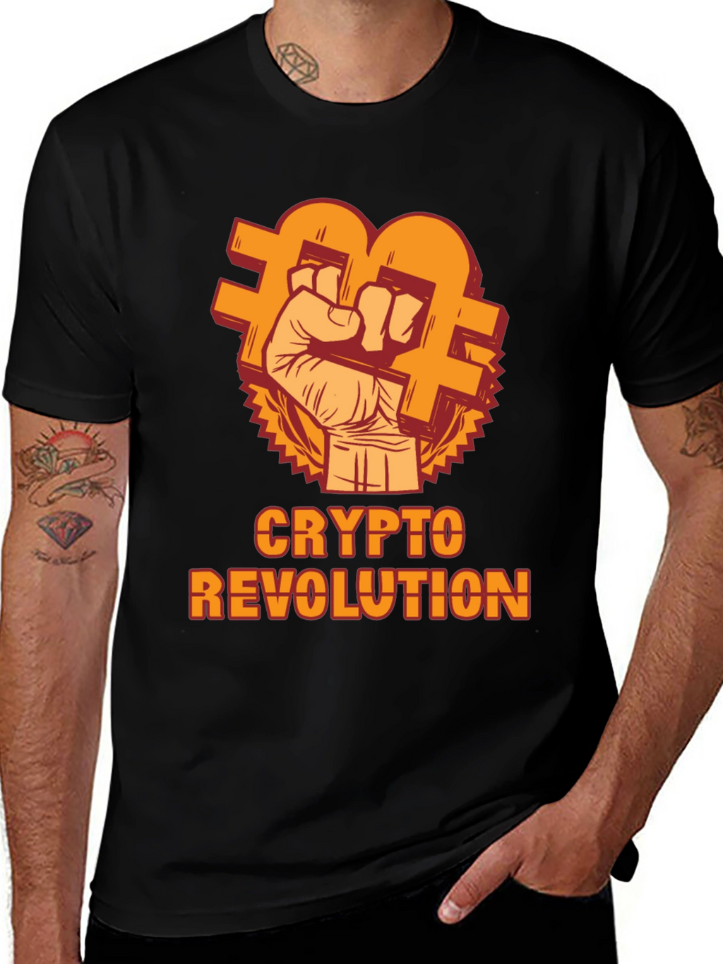 Crypto Revolution T-Shirt - Bitcoin Fist Design