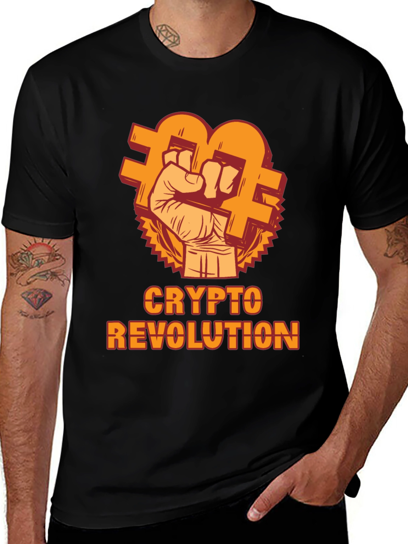 Crypto Revolution T-Shirt - Bitcoin Fist Design