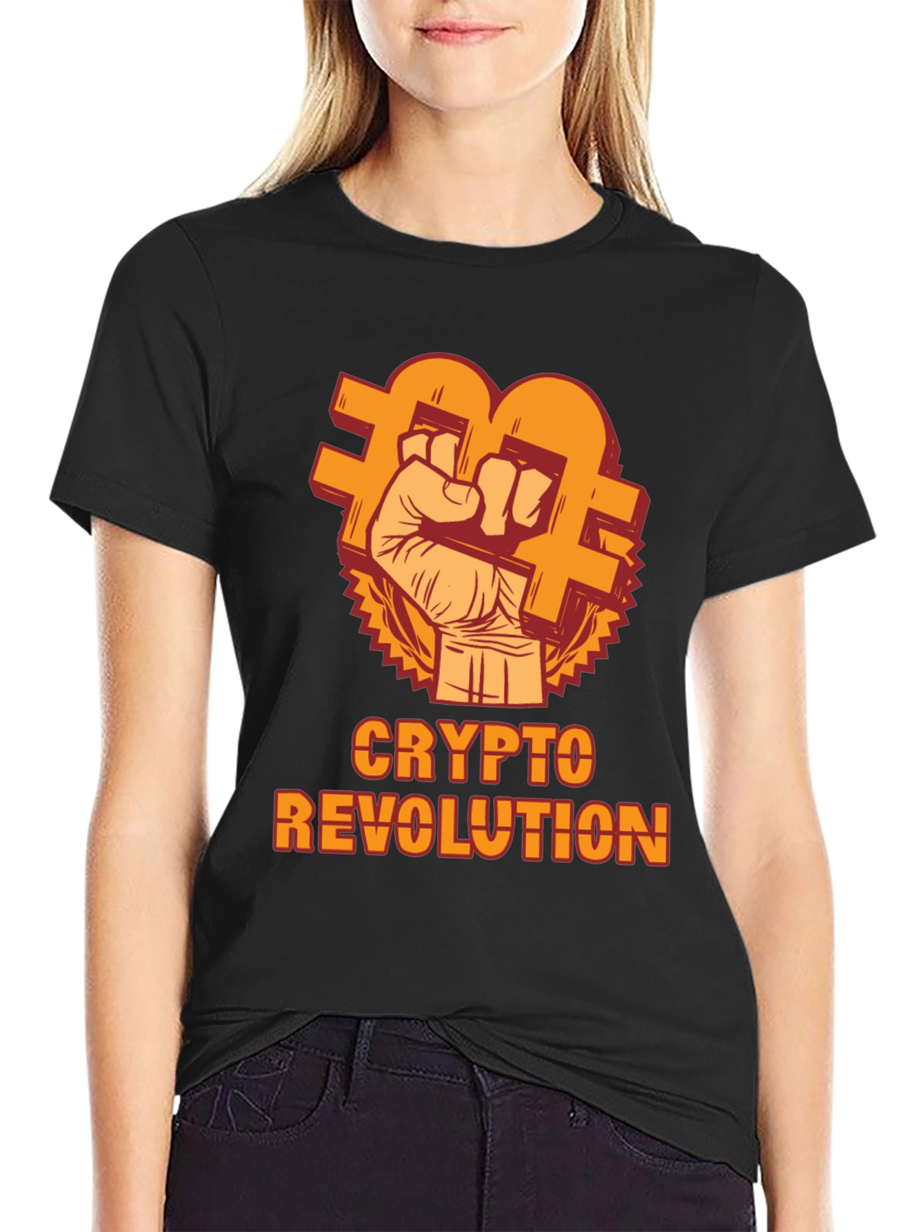 Crypto Revolution T-Shirt - Bitcoin Fist Design