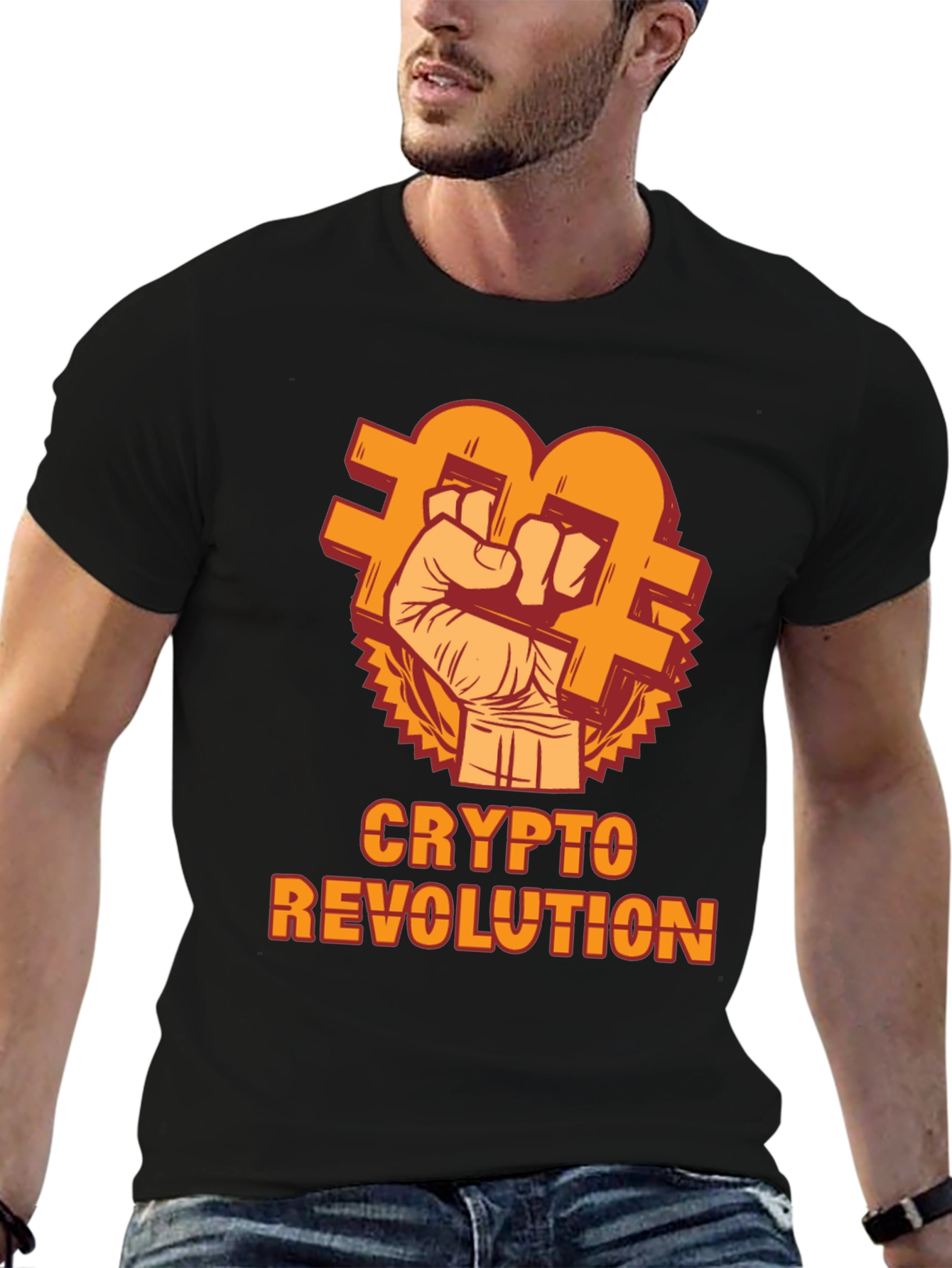 Crypto Revolution T-Shirt - Bitcoin Fist Design