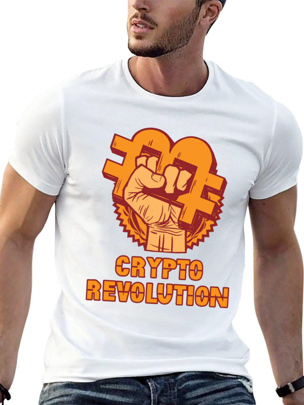 Crypto Revolution T-Shirt - Bitcoin Fist Design